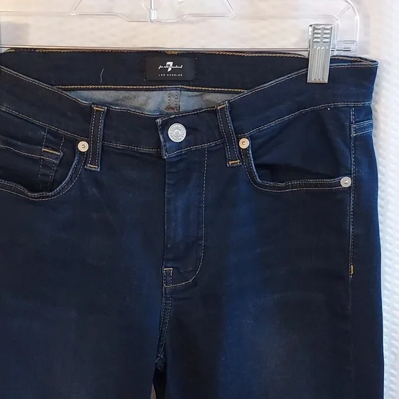 7 For All Mankind Women's Jeans Dojo Low Rise Dark Wash Flare Leg Size 28 - Picture 2 of 16